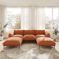 Urban Ark Modular Sofa, 3-Seater with 2 Chaises U-shaped Couch, Orange