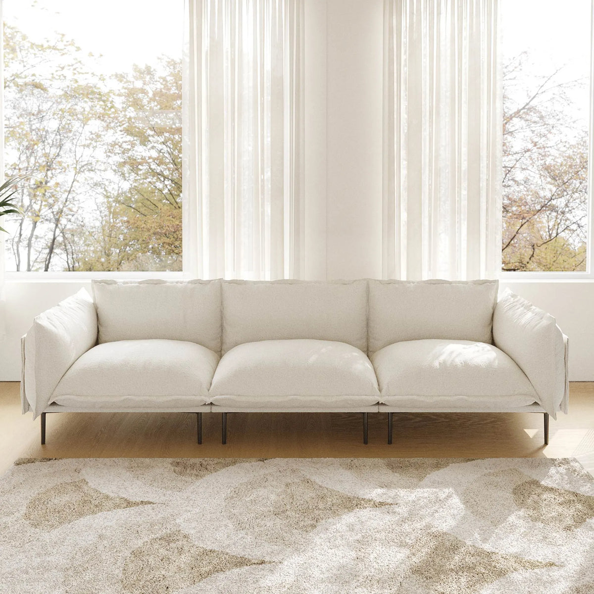 Urban Ark Modular Sofa, Cloud Velvet 3-Seater Sectional 111-Inch, White