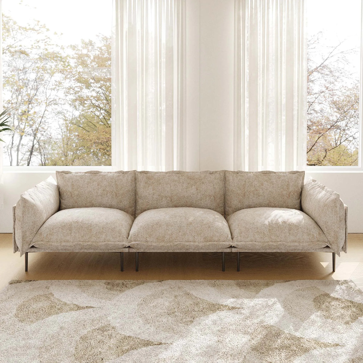 Urban Ark Modular Sofa, Cloud Velvet 3-Seater Sectional 111-Inch, Sand