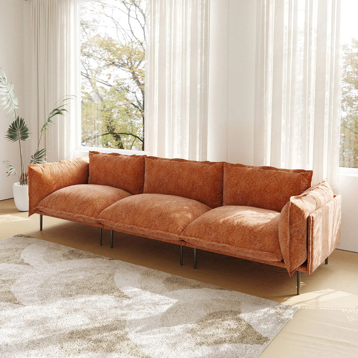 Urban Ark Modular Sofa, Cloud Velvet 3-Seater Sectional 111-Inch