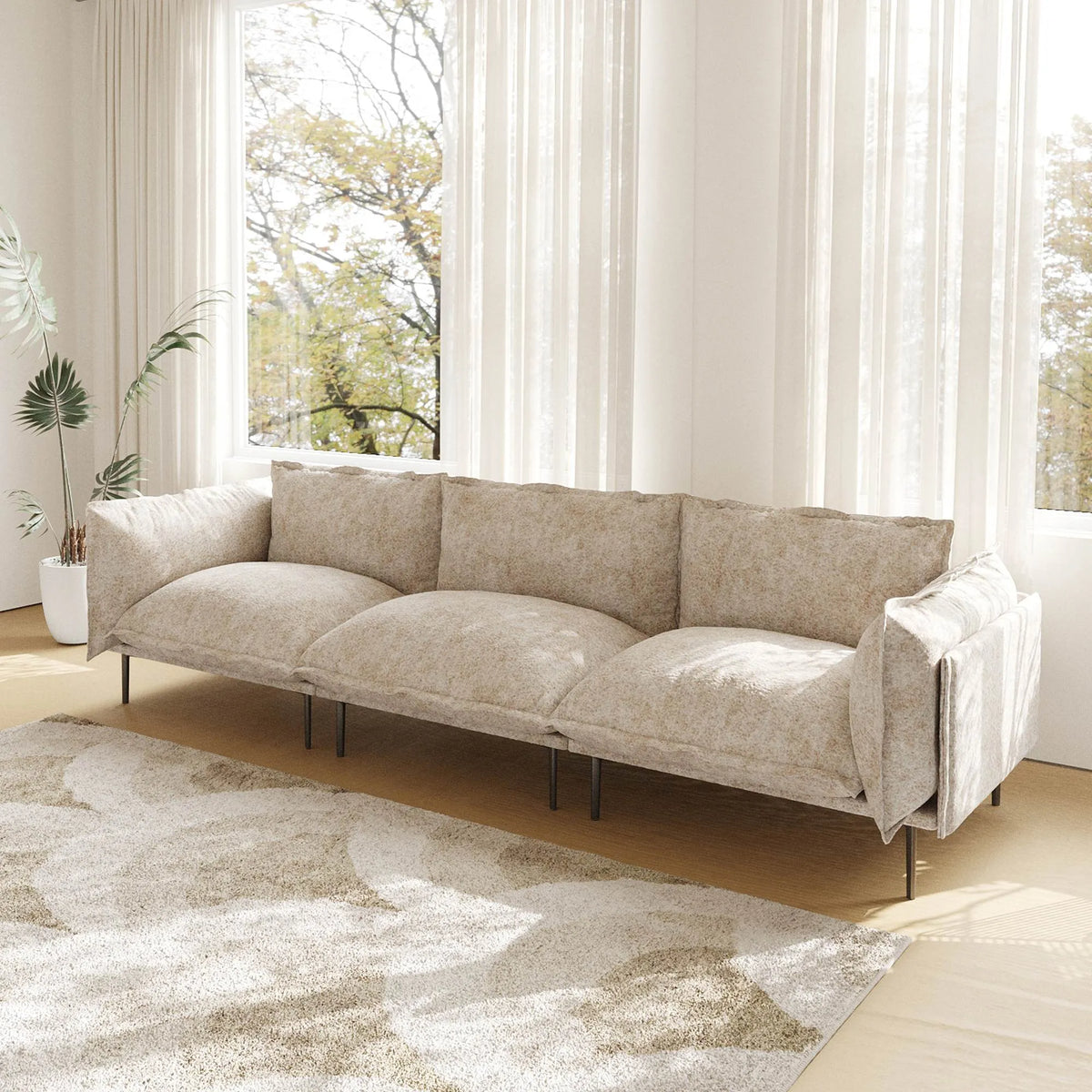 Urban Ark Modular Sofa, Cloud Velvet 3-Seater Sectional 111-Inch