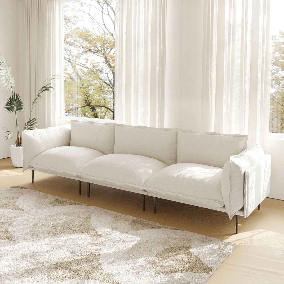 Urban Ark Modular Sofa, Cloud Velvet 3-Seater Sectional 111-Inch
