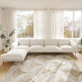 Urban Ark Modular Sofa, 4-Seater L-shaped Chaise Velvet Sectional Couch, White