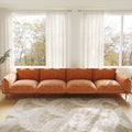 Urban Ark Modular Sofa, 4-Seater Cloud Velvet Sectional Couch 143-Inch, Orange