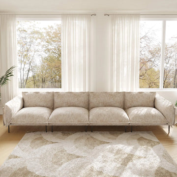 Urban Ark Modular Sofa, 4-Seater Cloud Velvet Sectional Couch 143-Inch, Sand