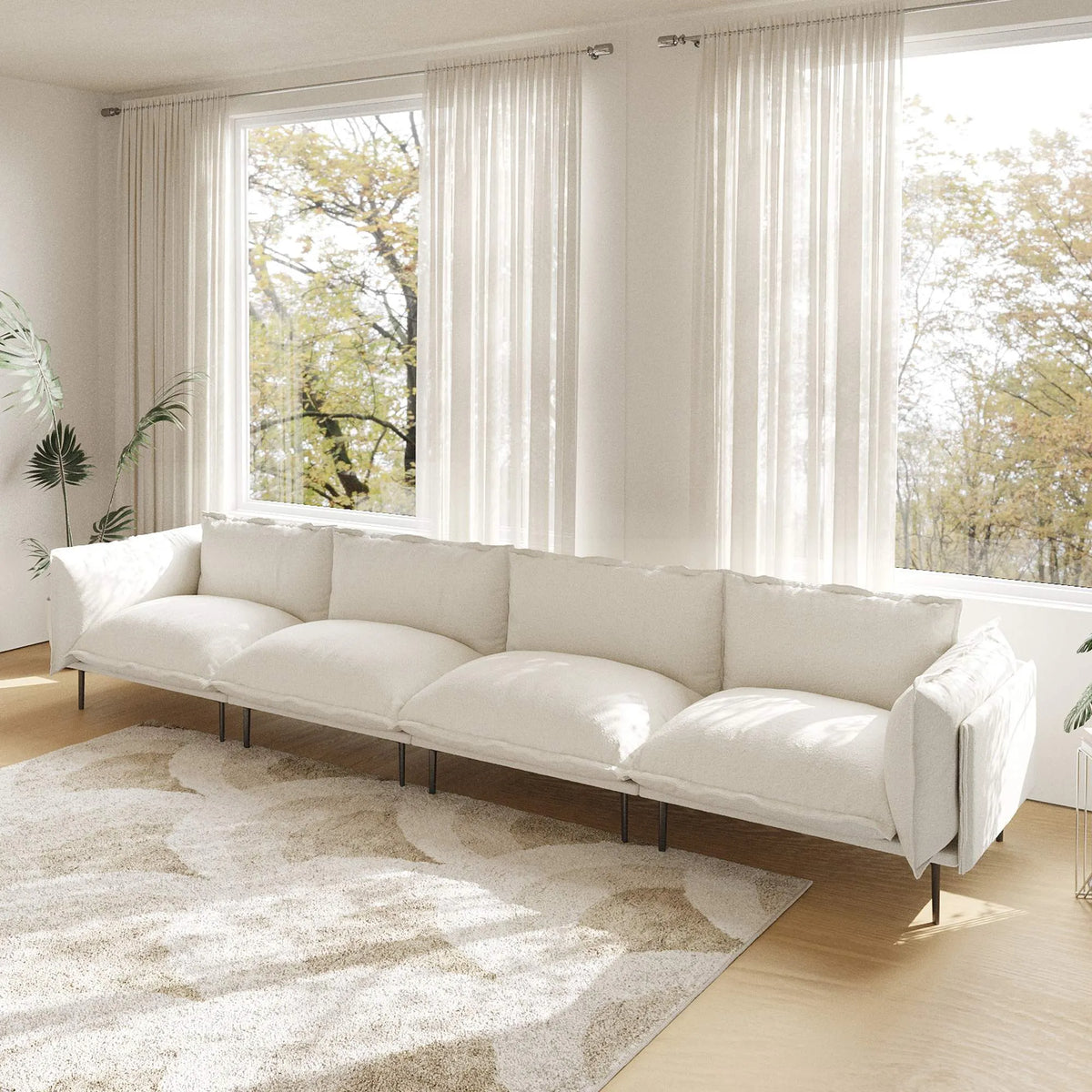 Urban Ark Modular Sofa, 4-Seater Cloud Velvet Sectional Couch 143-Inch