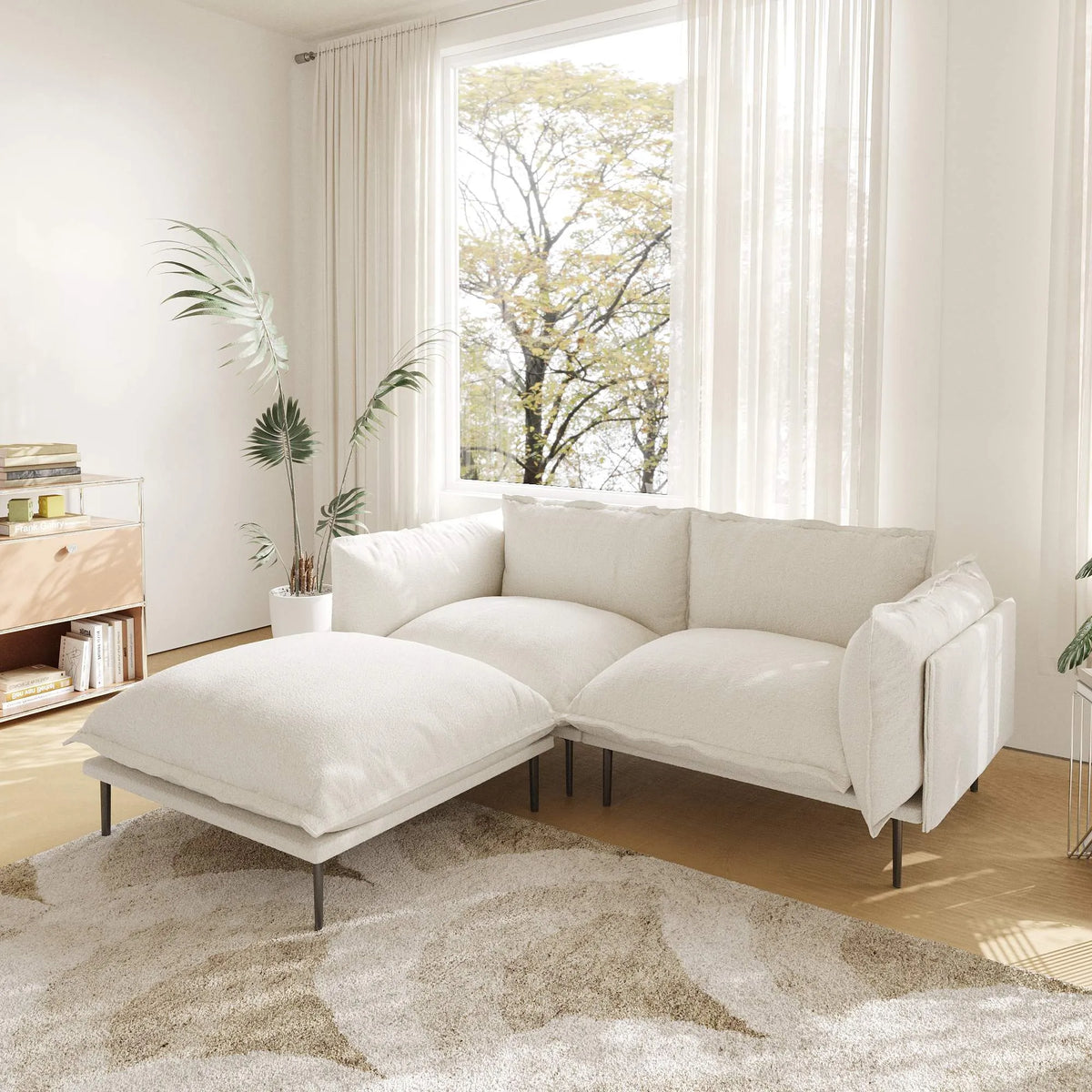 Urban Ark Modular Sofa, Cloud Velvet Loveseat with Chaise 75-Inch