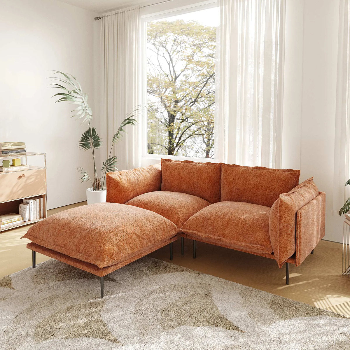 Urban Ark Modular Sofa, Cloud Velvet Loveseat with Chaise 75-Inch