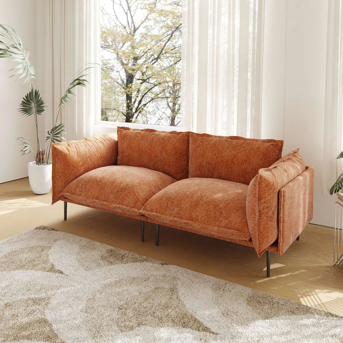 Urban Ark Modular Sofa, Skin-Friendly Cloud Velvet Sectional Sofa 75 Inches Loveseat