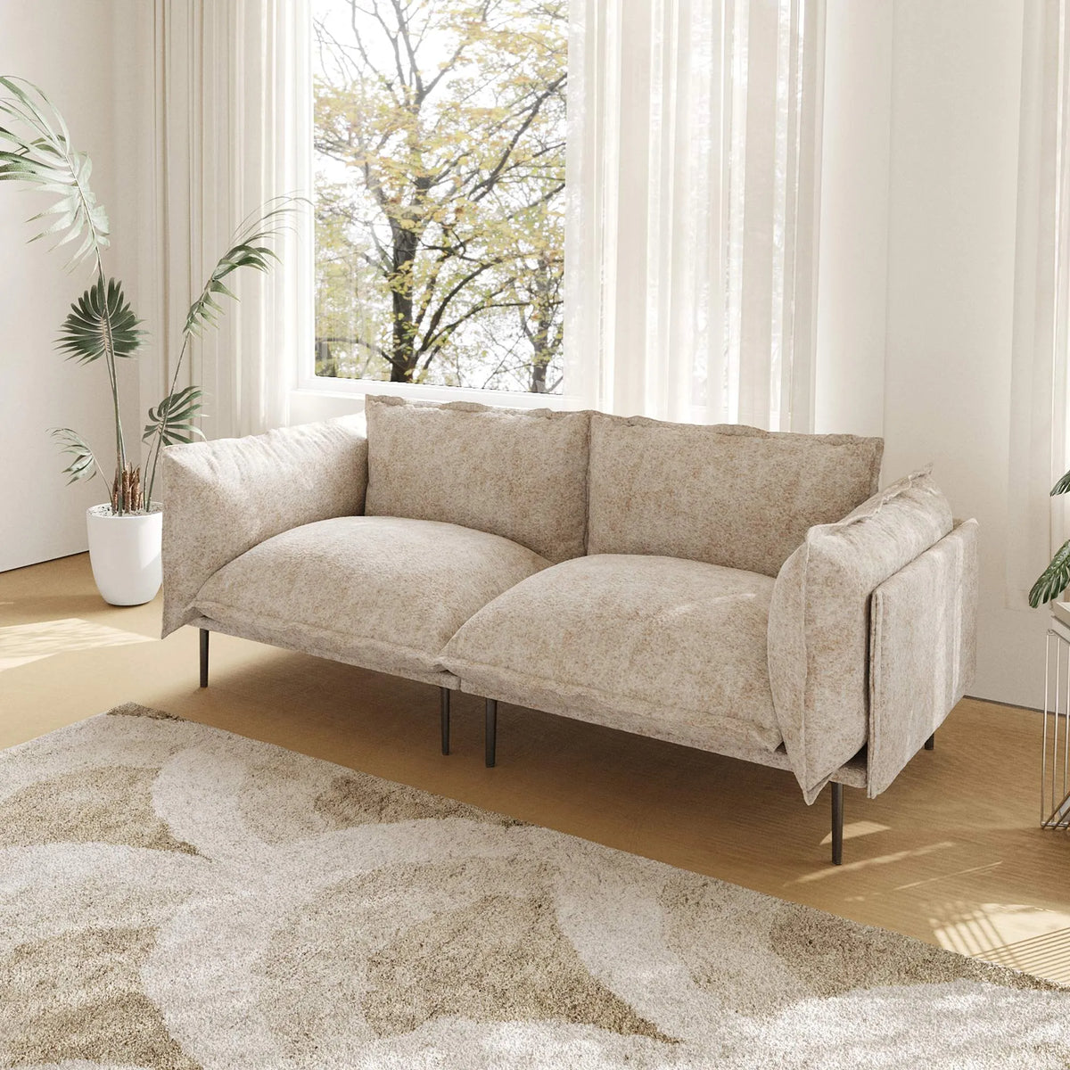 Urban Ark Modular Sofa, Skin-Friendly Cloud Velvet Sectional Sofa 75 Inches Loveseat