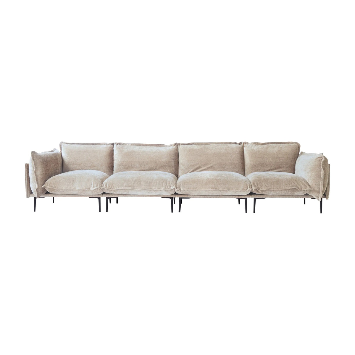 Urban Ark Modular Sofa, 4-Seater Cloud Velvet Sectional Couch 143-Inch