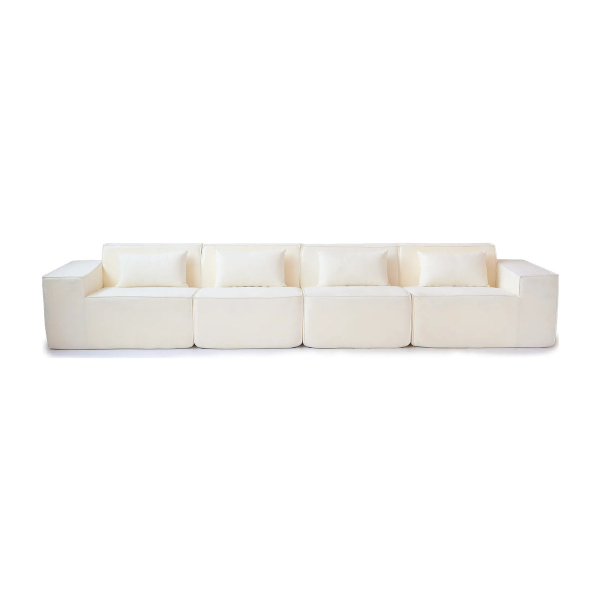 Urban Sectional Sofa, Pet-Friendly Cloud Velvet Sleepers 4-Seaters, Beige
