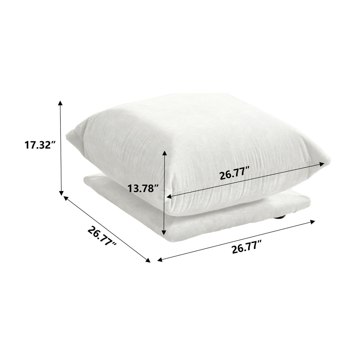 Urban Sectional Sofa, Plush Comfort 27-Inch Chenille Ottomans 1-Seaters
