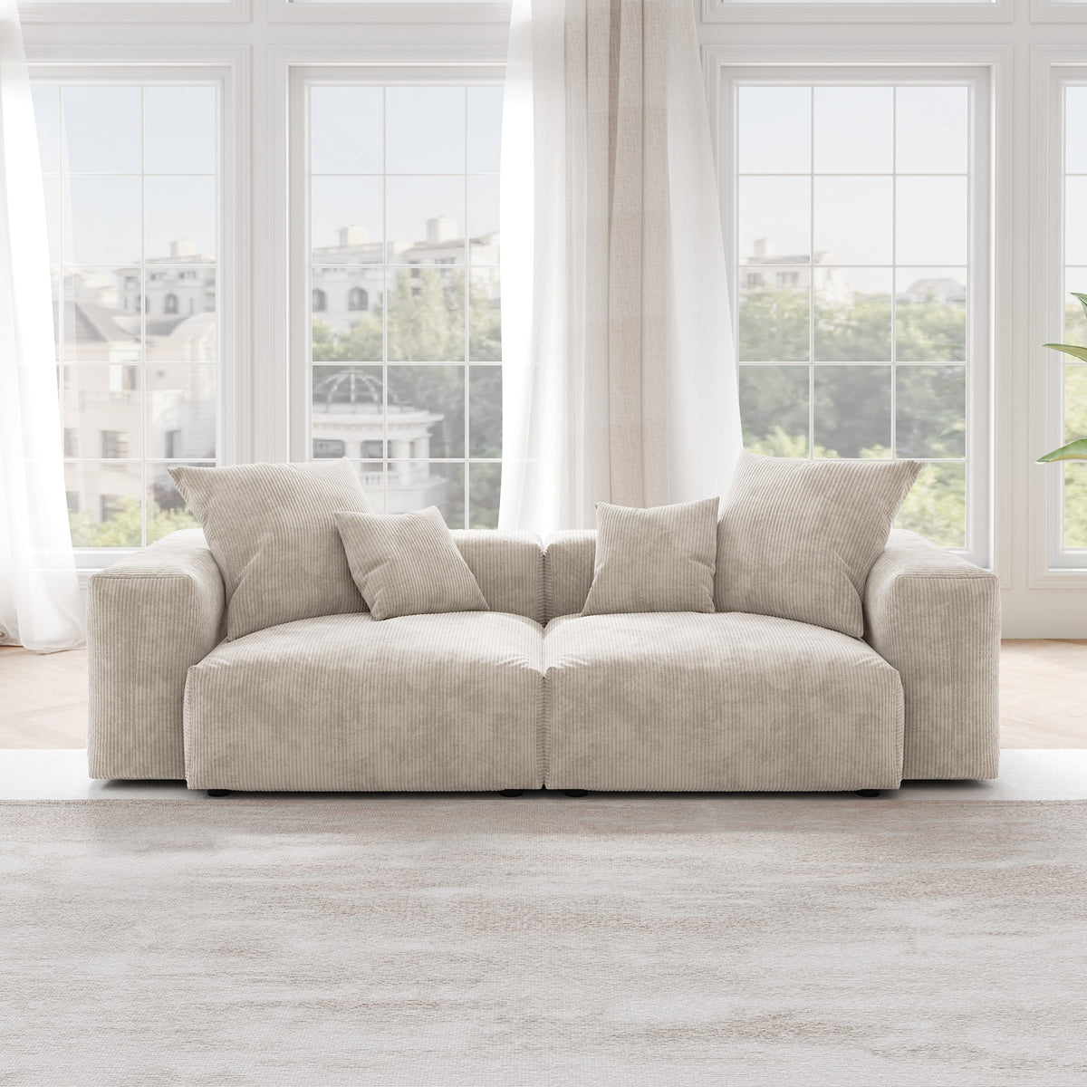 Pixel Modern Modular Sofa, Corduroy Slipcovers - Replacement Covers Only, Beige