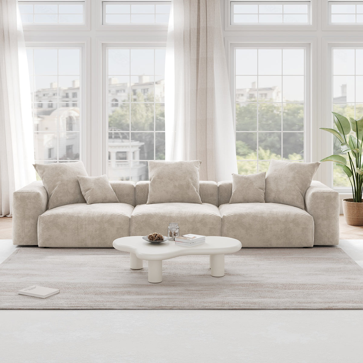 Pixel Modern Modular Sofa, Corduroy Slipcovers - Replacement Covers Only, Beige