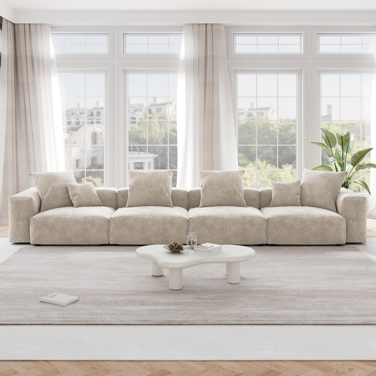 Pixel Modern Modular Sofa, Corduroy Slipcovers - Replacement Covers Only, Beige