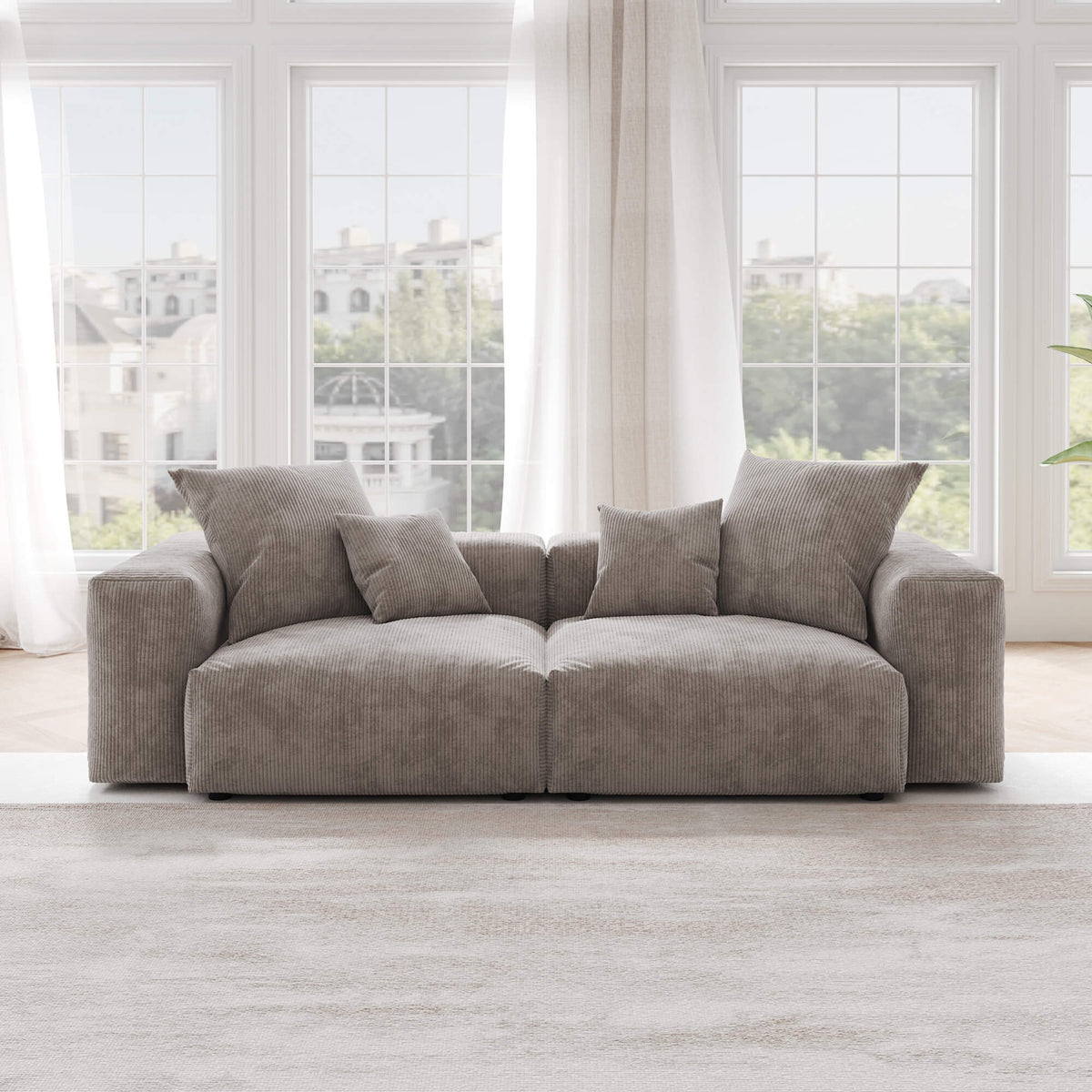 Pixel Modern Modular Sofa, Corduroy Slipcovers - Replacement Covers Only, Brown