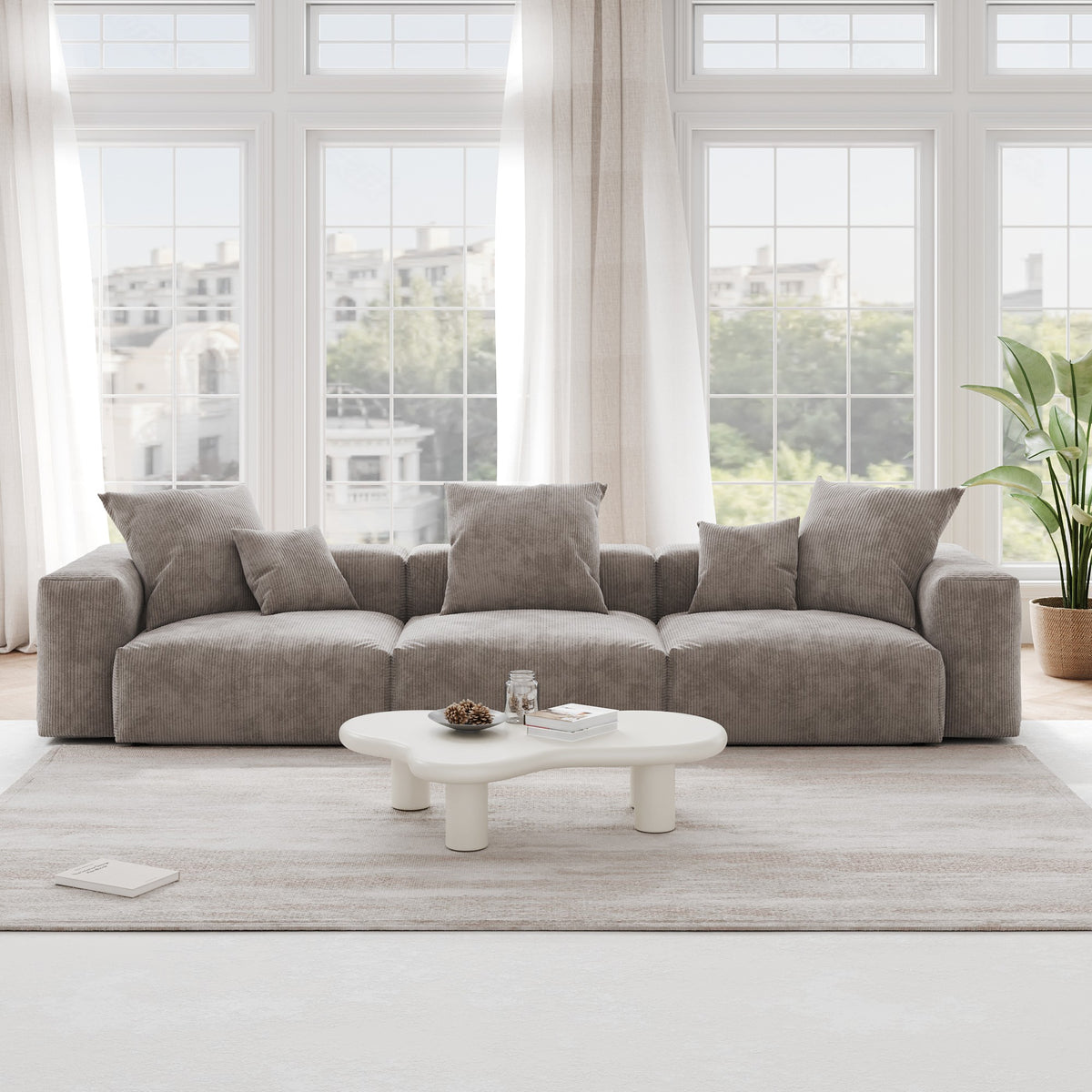 Pixel Modern Modular Sofa, Corduroy Slipcovers - Replacement Covers Only, Brown