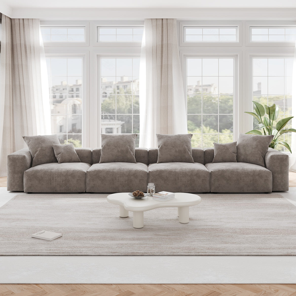 Pixel Modern Modular Sofa, Corduroy Slipcovers - Replacement Covers Only, Brown