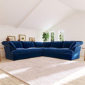 Sky Plus Velvet Cloud Sofa, Washable Cover 122-Inch Velvet Corner Sectionals 5-Seaters, Dark Blue