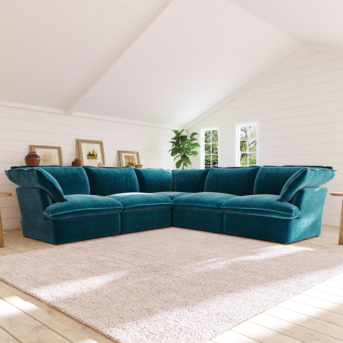 Sky Plus Velvet Cloud Sofa, Modular Washable 43-Inch Velvet Single Sofa 1-Seaters, Turquoise