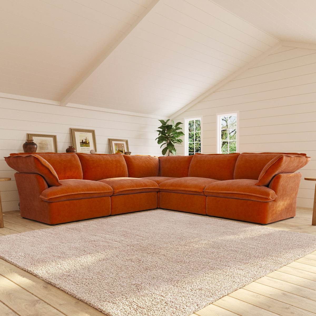 Sky Plus Velvet Cloud Sofa, Modular Washable 43-Inch Velvet Single Sofa 1-Seaters, Orange