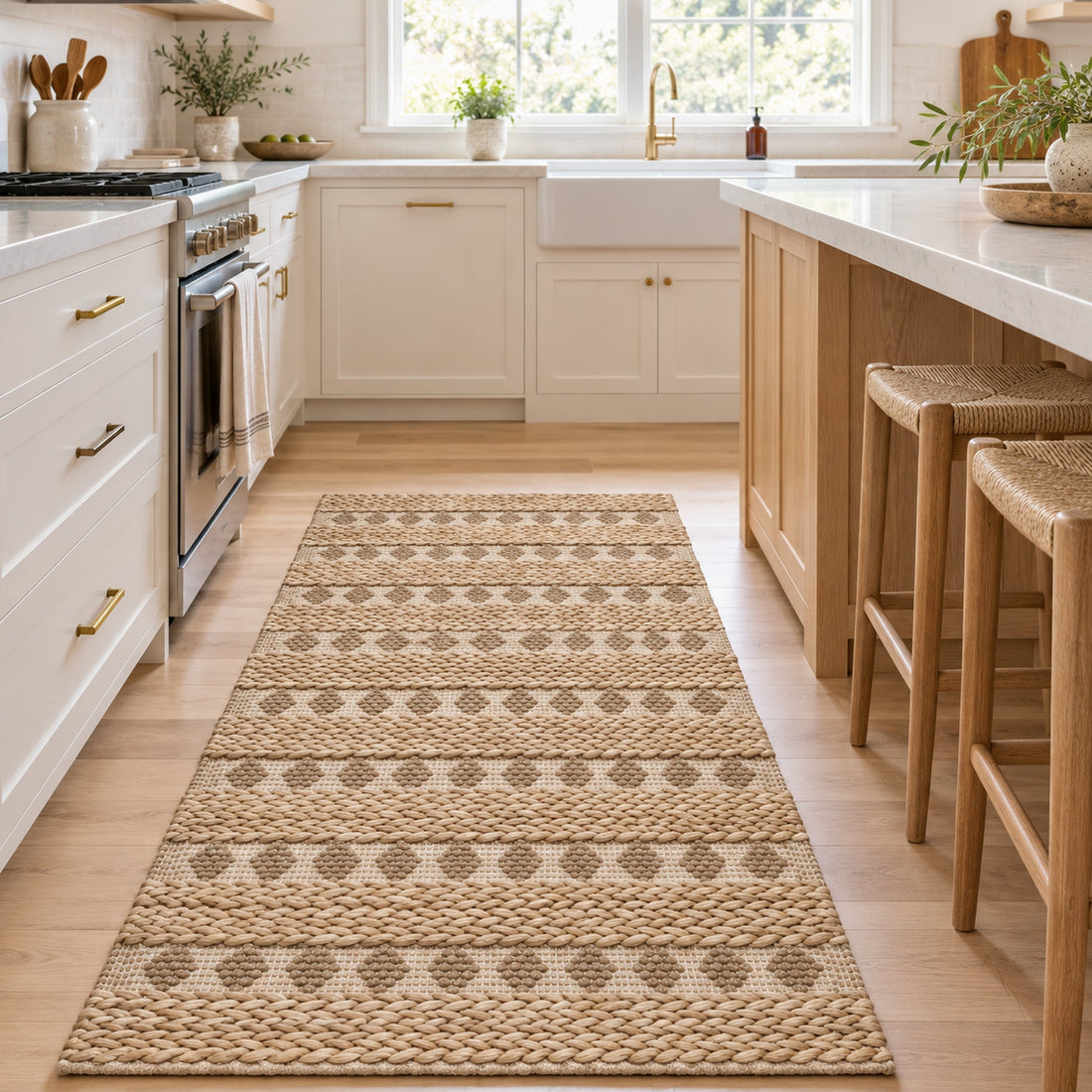 Vintage-Inspired Jute Rug - Authentic, Handcrafted Beauty, full view on a white background