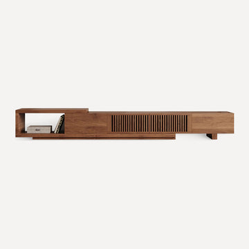 Walnut Extendable TV Console, front view
