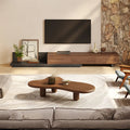 Walnut Three Drawer Extendable TV Console 79in, view 3