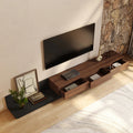 Walnut Three Drawer Extendable TV Console 79in, view 5