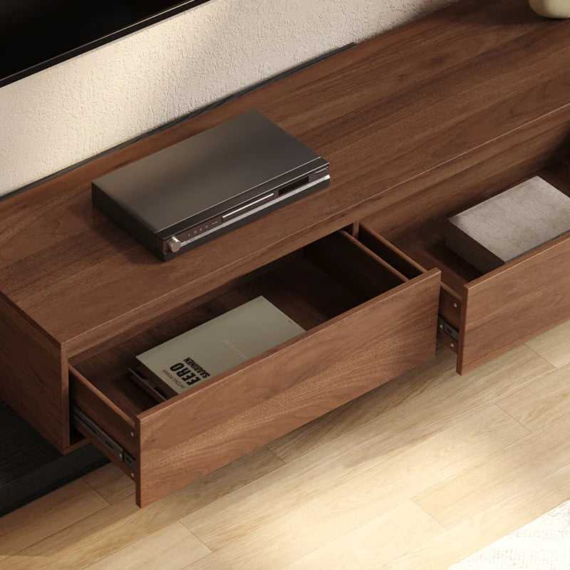 Walnut Three Drawer Extendable TV Console 79in, view 6