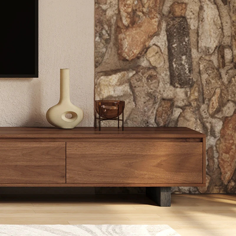 Walnut Three Drawer Extendable TV Console 79in, view 7