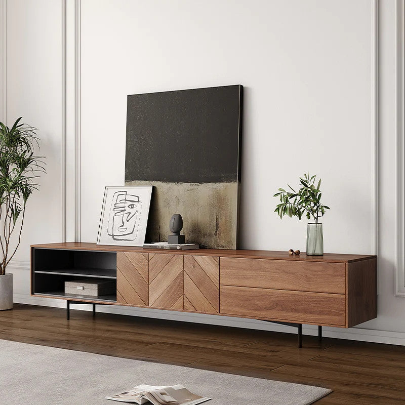 Walnut Two Drawer TV Console 71in, view 2