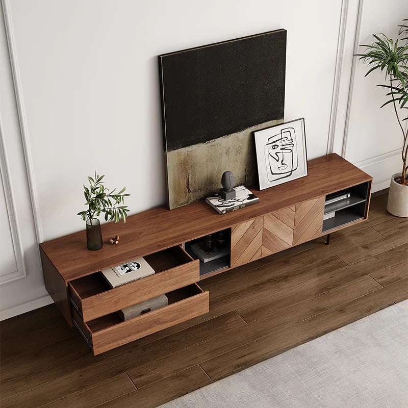 Walnut Two Drawer TV Console 71in, view 4