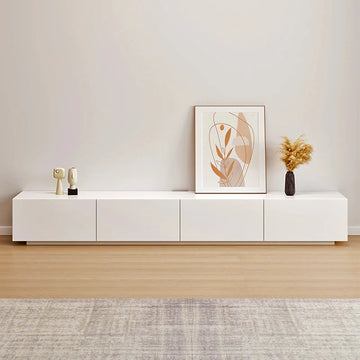 White Wide Storage TV Console 87in, front view