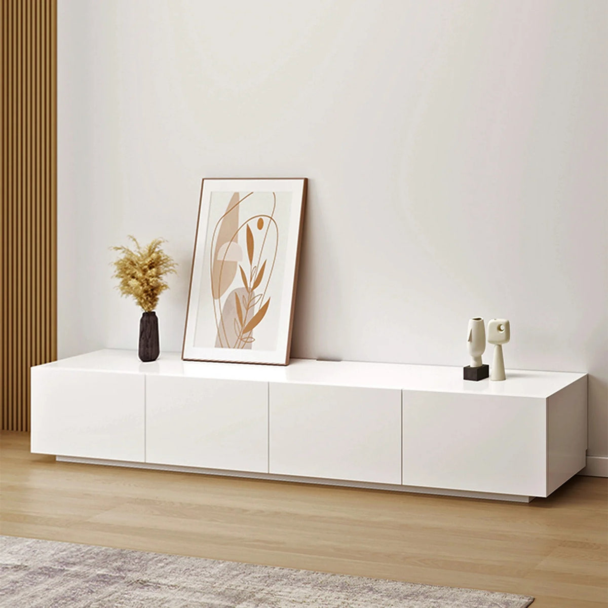 White Wide Storage TV Console 87in, view 2