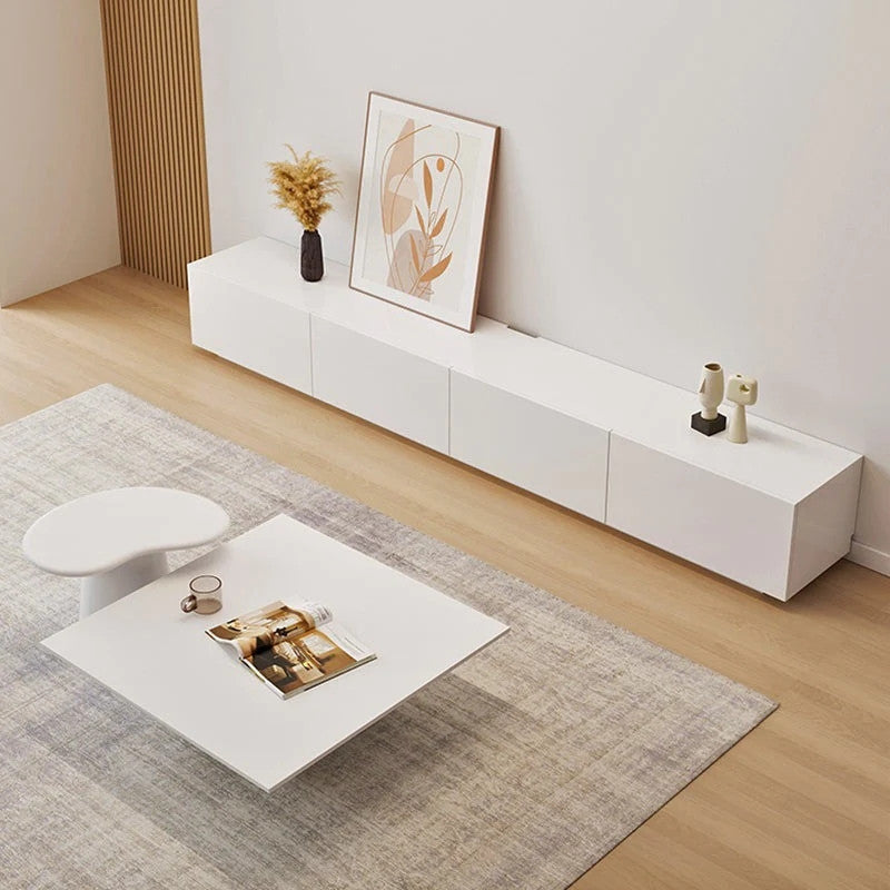 White Wide Storage TV Console 87in, view 3